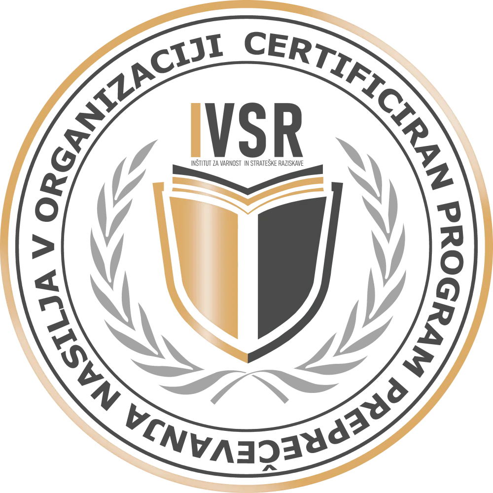 Certifikat programa preprečevanja nasilja v organizaciji (lastna strokovna shema IVSR)